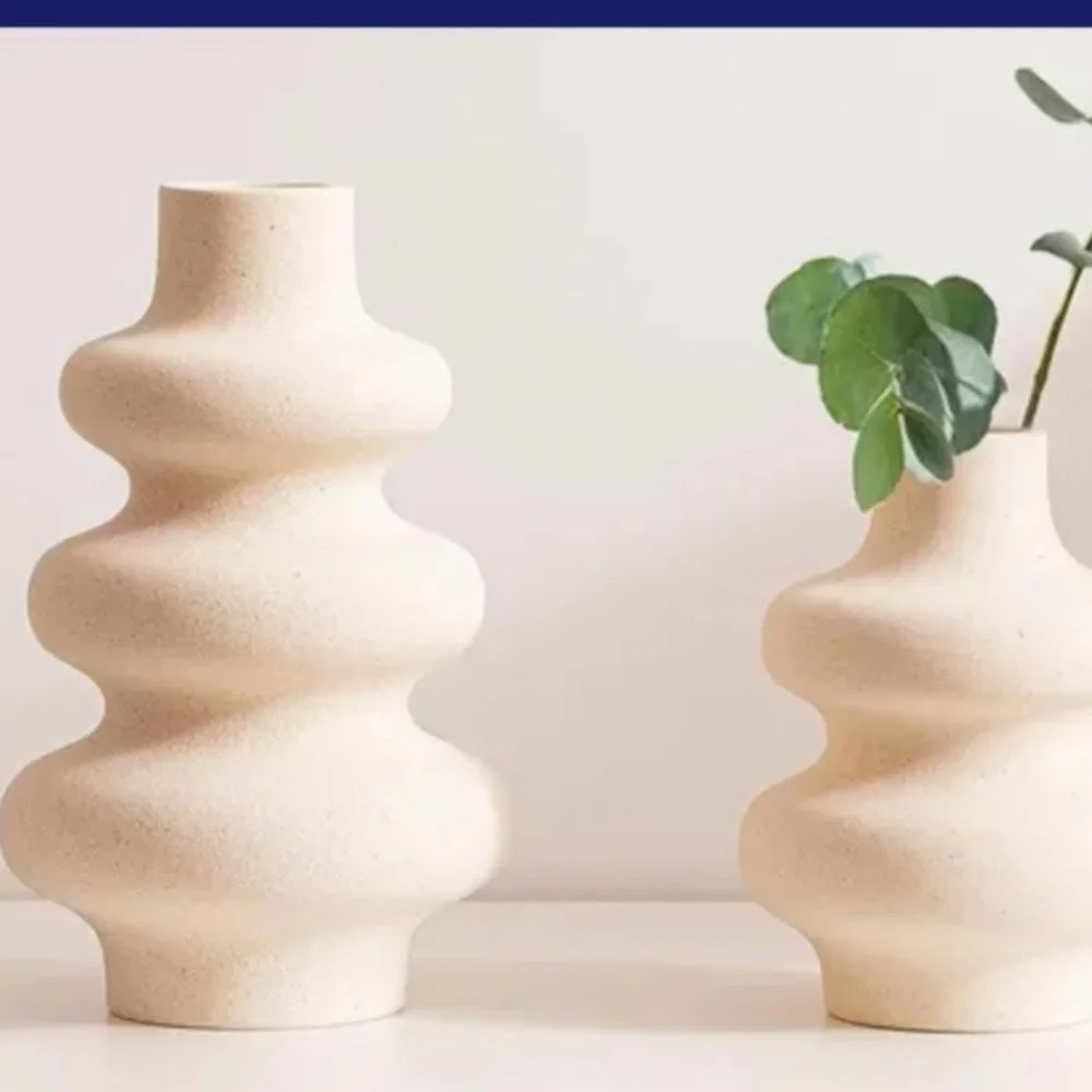 Ceramic Vases Set 2, Modern‎ Home Decor, Off White  Neutral